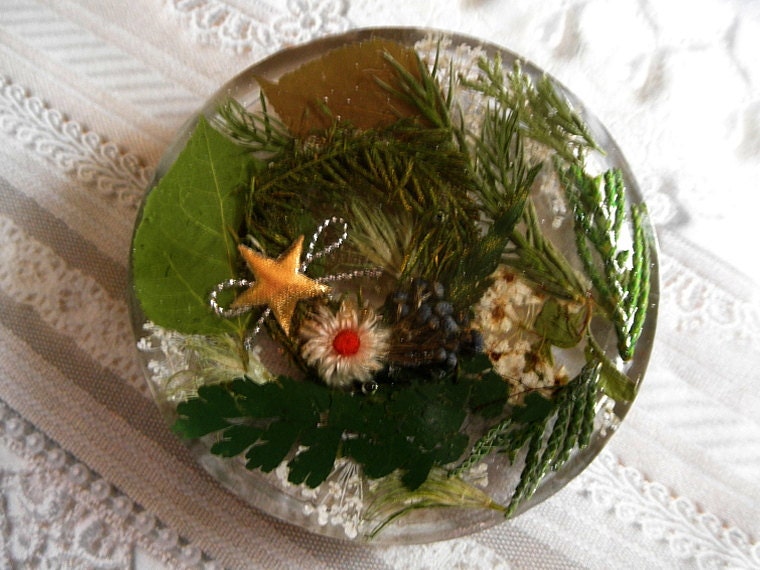 Woodland Nature Inspired Suncatcher-Evergreen, Aspen Leaf, Queen Anne's Lace, Greenery Woodland Pressed Flower Suncatcher