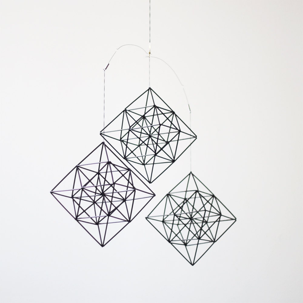 Himmeli Diamonds set of 3 / Modern Hanging Mobile / Geometric Sculpture