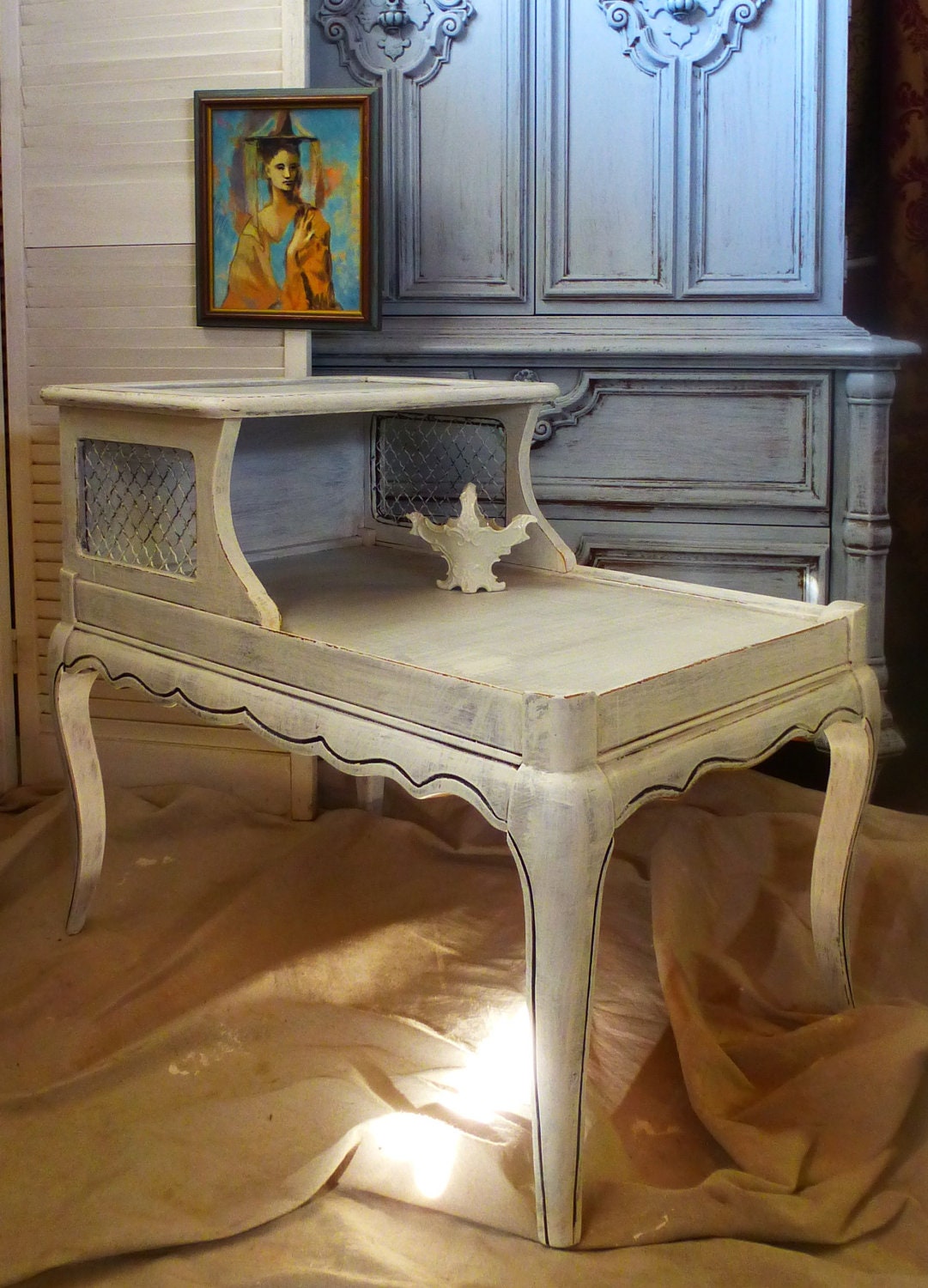 French Apartment Accent Table Vintage Poppy Cottage