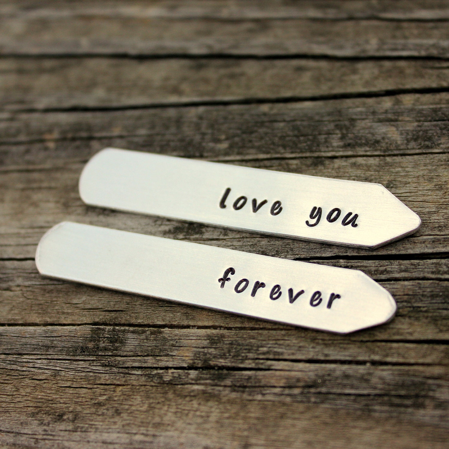 Collar Stays Personalized for wedding, groom, father of the bride, Love You Forever, Hand Stamped