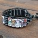 Sugar Skull Cuff Bracelet - Black Leather, Dia De Los Muertos, Day of the Dead Skulls