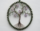 Lilac Tree wire wrapped and beaded pendant