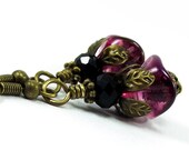 Vintage Style -Handmade Earrings -Fuchsia Czech Glass Tulips