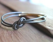 Windsor Metallic Dark Bronze Knotted Leather Bangle with Gold - Lovers Knot Valentines Day Love