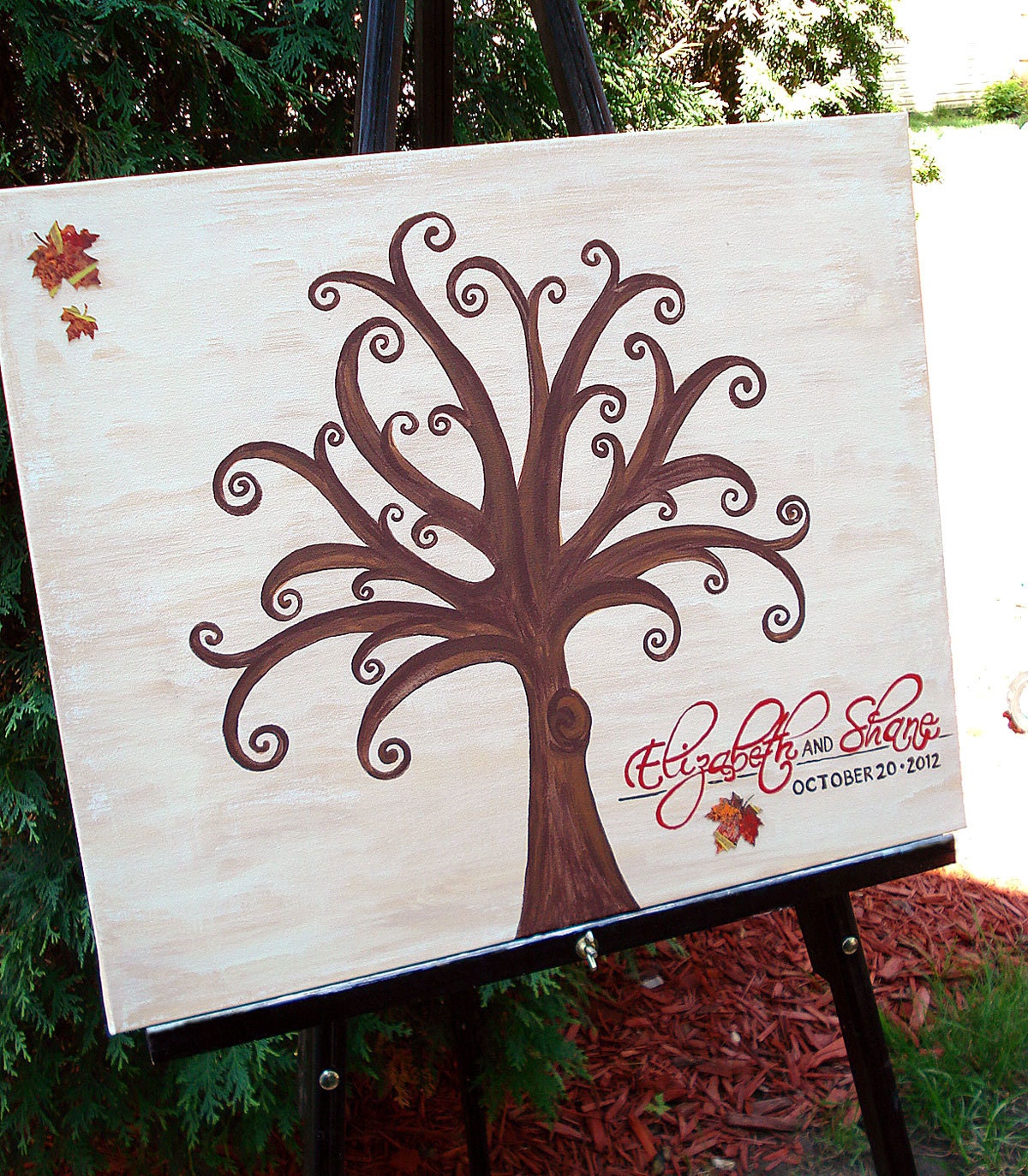 SMALL Up to 115 Guests - Seasons of Love Hand Painted Canvas Thumbprint Guest Book