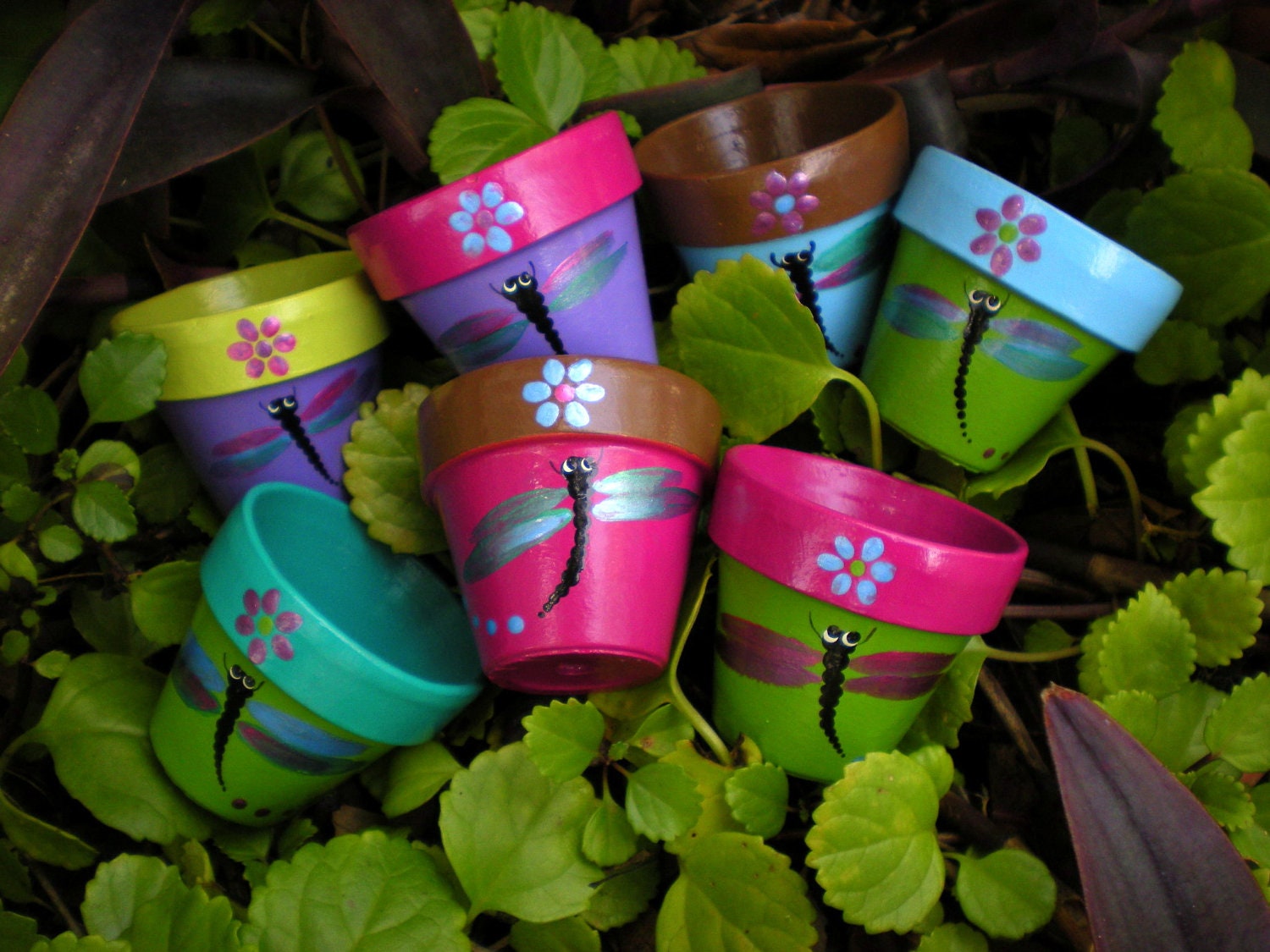 Small Hand Painted Flower Pots for Children's Party Favors