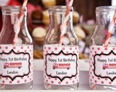 Firetruck Themed Water Bottle Labels - Firetruck Party Decorations in Red and Black (12) Il_170x135