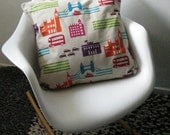 Natural linen graphic London cushion cover / pillow sham 50cm/19.5ins square