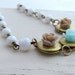 Flower Locket Necklace Mint Rose Necklace Triple Locket Necklace Family Necklace White Beaded Chain Wedding Bride - Keepsake Garden