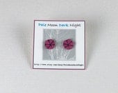 Pink Flower Earrings Bright Pink Stud Earrings with Surgical Steel Earring Posts