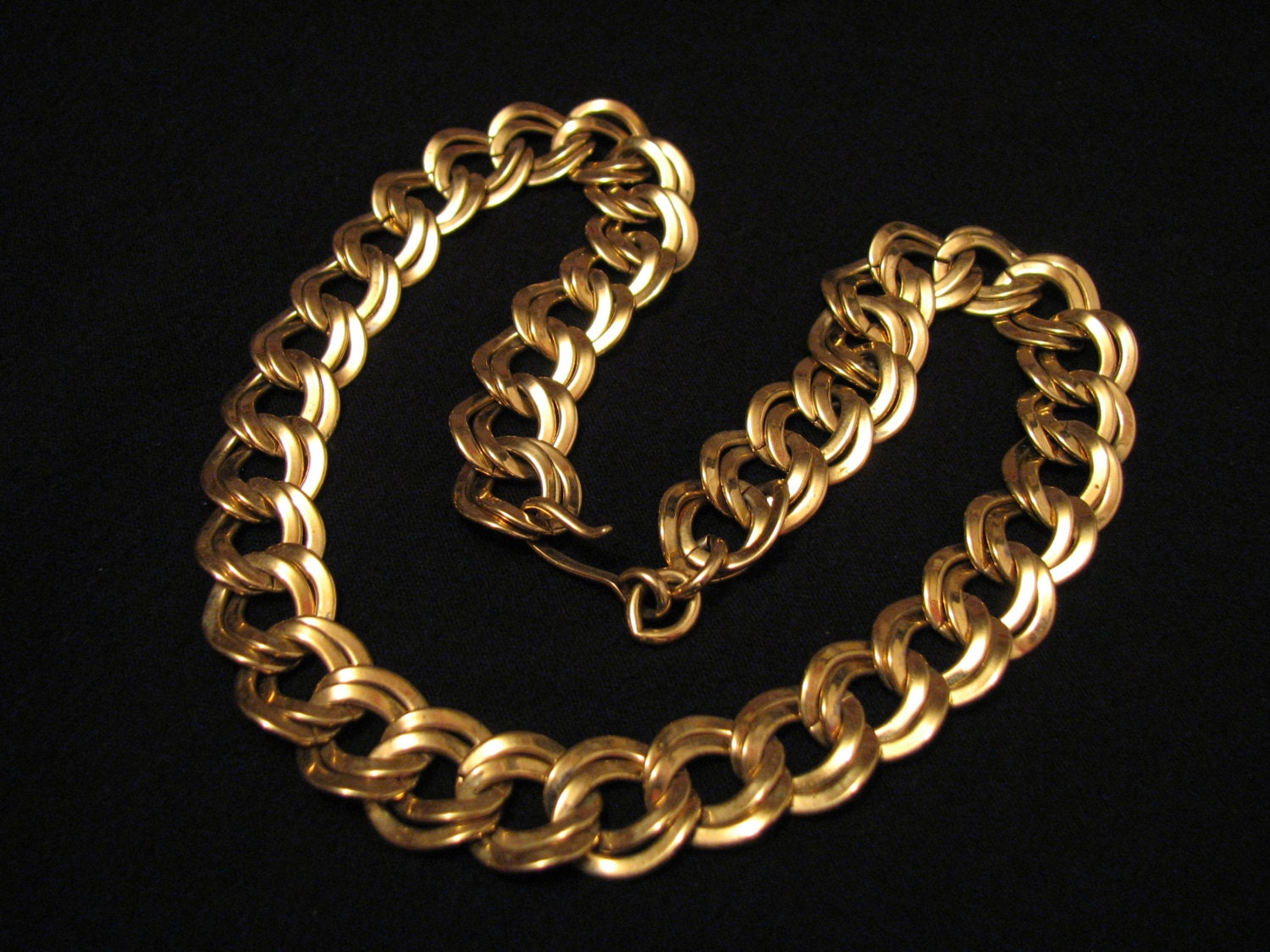Vintage Monet Heavy Gold Tone Double Curb Chain Link Necklace