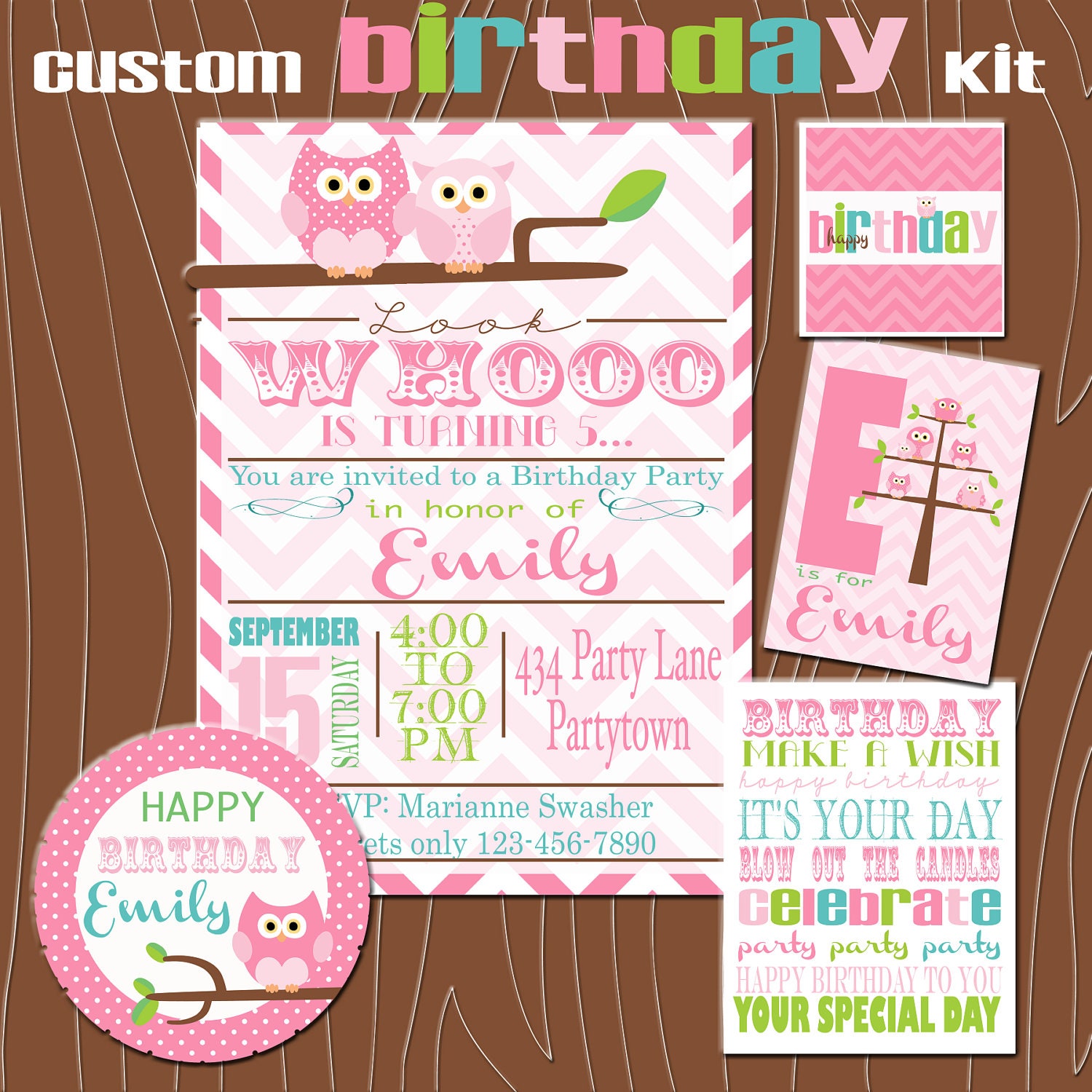 Custom Owl Birthday Party Printable Kit Il_570xn