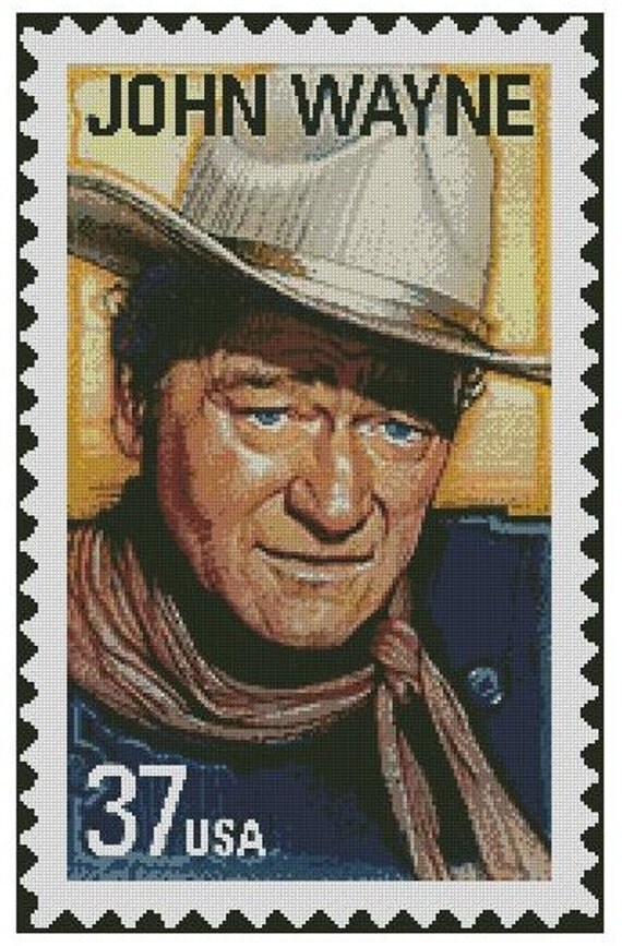 John Wayne Stamp Cross Stitch Printed Pattern by jpcrossstitch