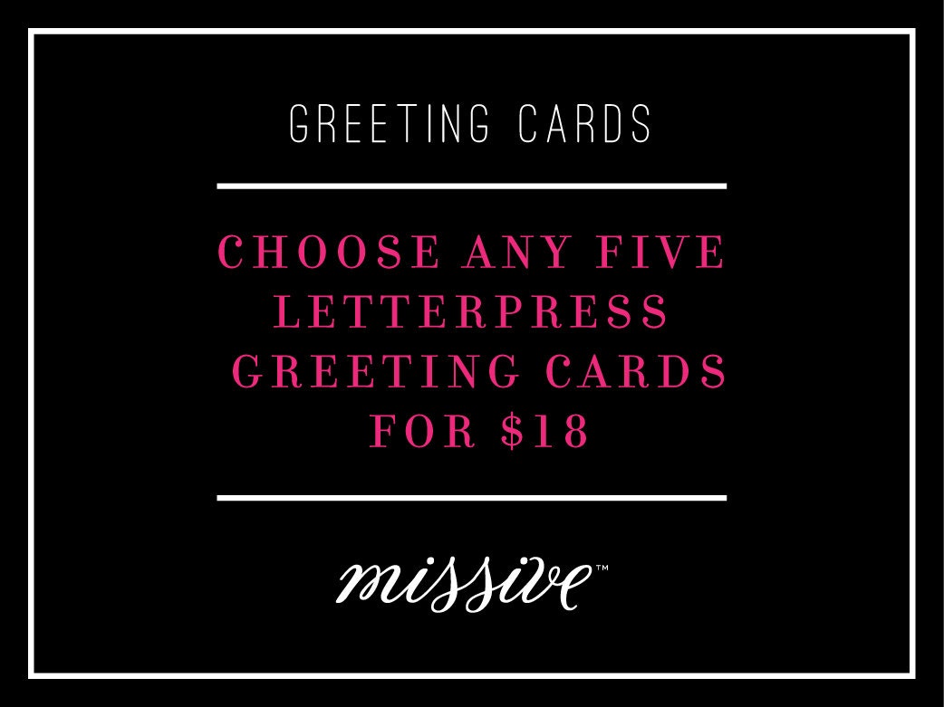 Choose Any Five Letterpress Greeting Cards