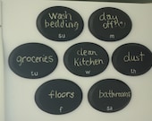 Oval Magnetic Chalkboard Weekly Calendar (black with white letters)