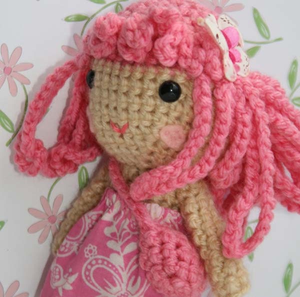 Rose pink hair doll
