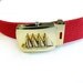 SALE 60s Red belt Sail Boat Belt Gold Solid Brass Buckle Vtg Woven Fabric Belt