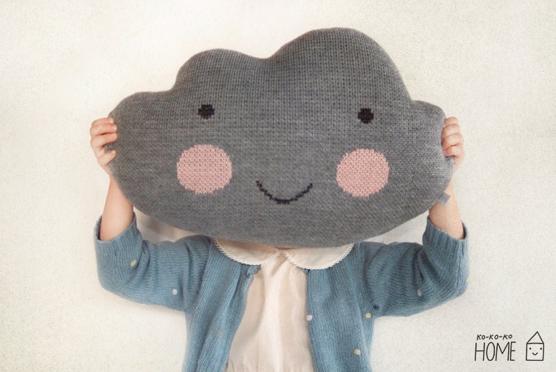 Knit Cloud Pillow :) GRAY - kokokoshop