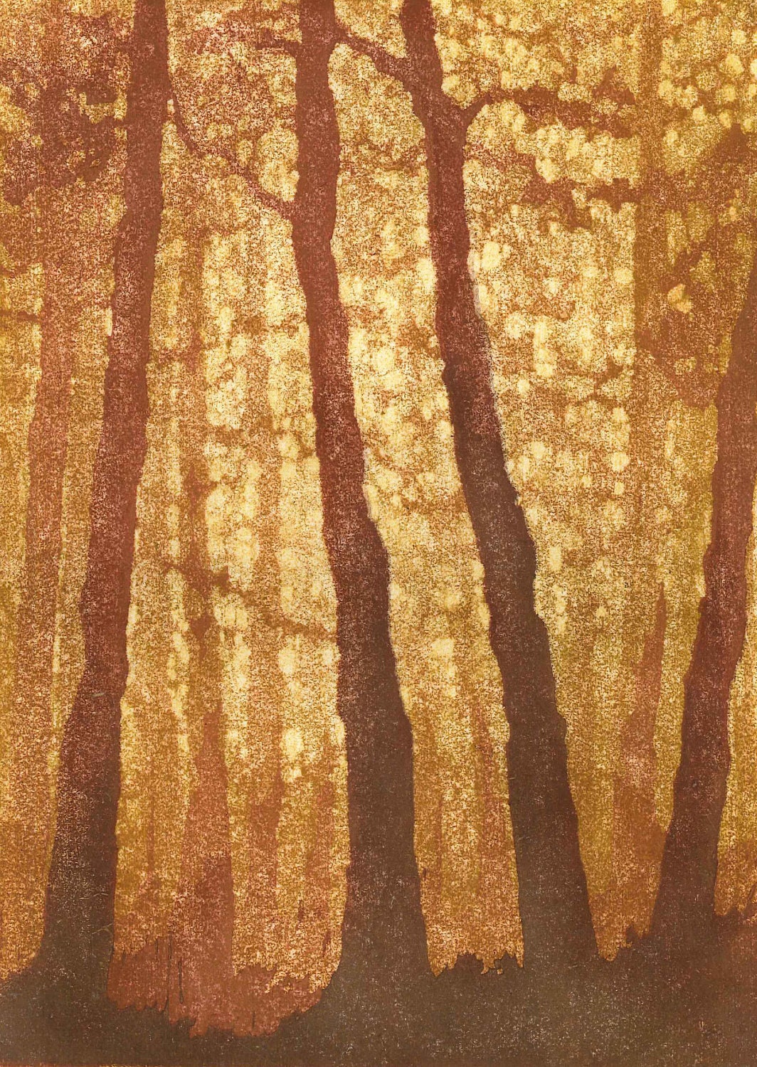 Forest No. 7 - Woodblock Reduction Print - OOAK Original Handpulled Fine Art Print Limited Edition Moku Hanga