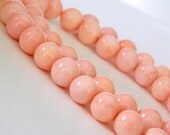 Pink Queen Conch Shell Large Round Beads 8.5mm PAIR