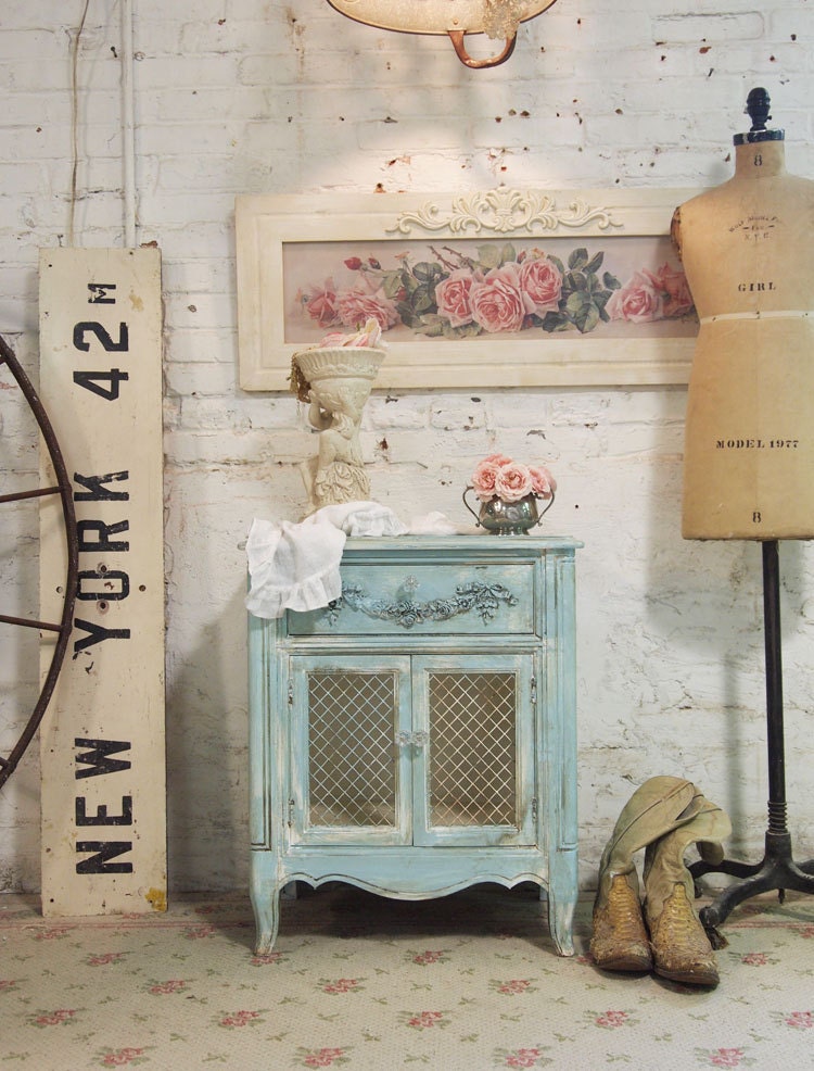 Painted Cottage Chic Shabby Tea Stained Night Table NT441