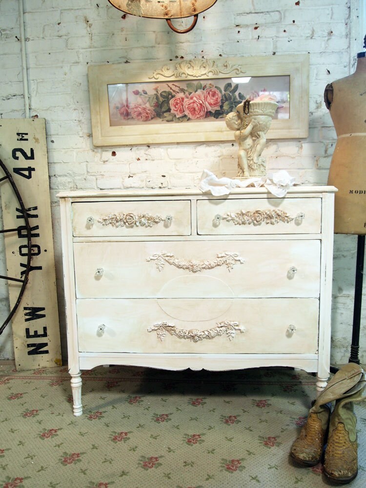 Painted Cottage Chic Shabby Pink Romantic Dresser DR414