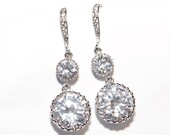 Selena - Wedding Earrings, Bridal Jewelry, Bridesmaid Jewelry,  Large Cubic Zirconia Crystal Drop Earrings