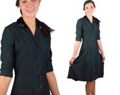 1950s day dress,pleated dress,drop waist dress,velvet collar, button front, pearl collar