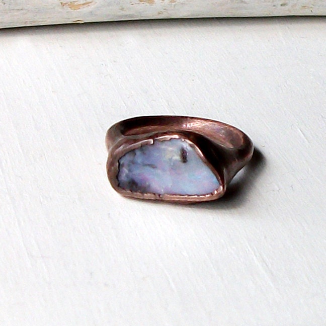 Copper Boulder Opal Ring Stone October Birthstone Natural Raw Patina Artisan