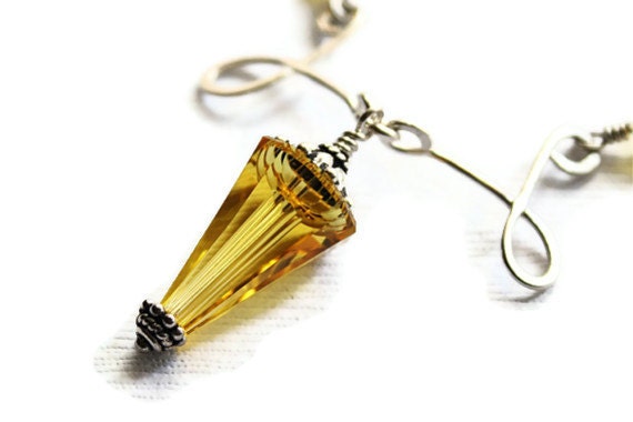 Yellow Topaz Crystal and Silver Necklace - quidditydesigns