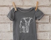 Elephant Baby Onesie, 3 months Cotton Bodysuit In grey, gray , animal, circus, zoo READY to SHIP baby shower gift