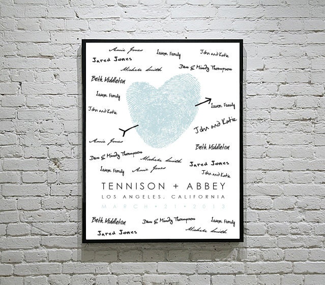 Wedding Guest Book Alternative - 11x14 - Your Fingerprint Custom Wedding Poster - Wedding Gift