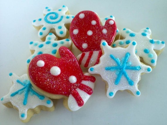 Snowflakes and Mittens Mini Sugar Cookies- 2 Dozen Il_570xn