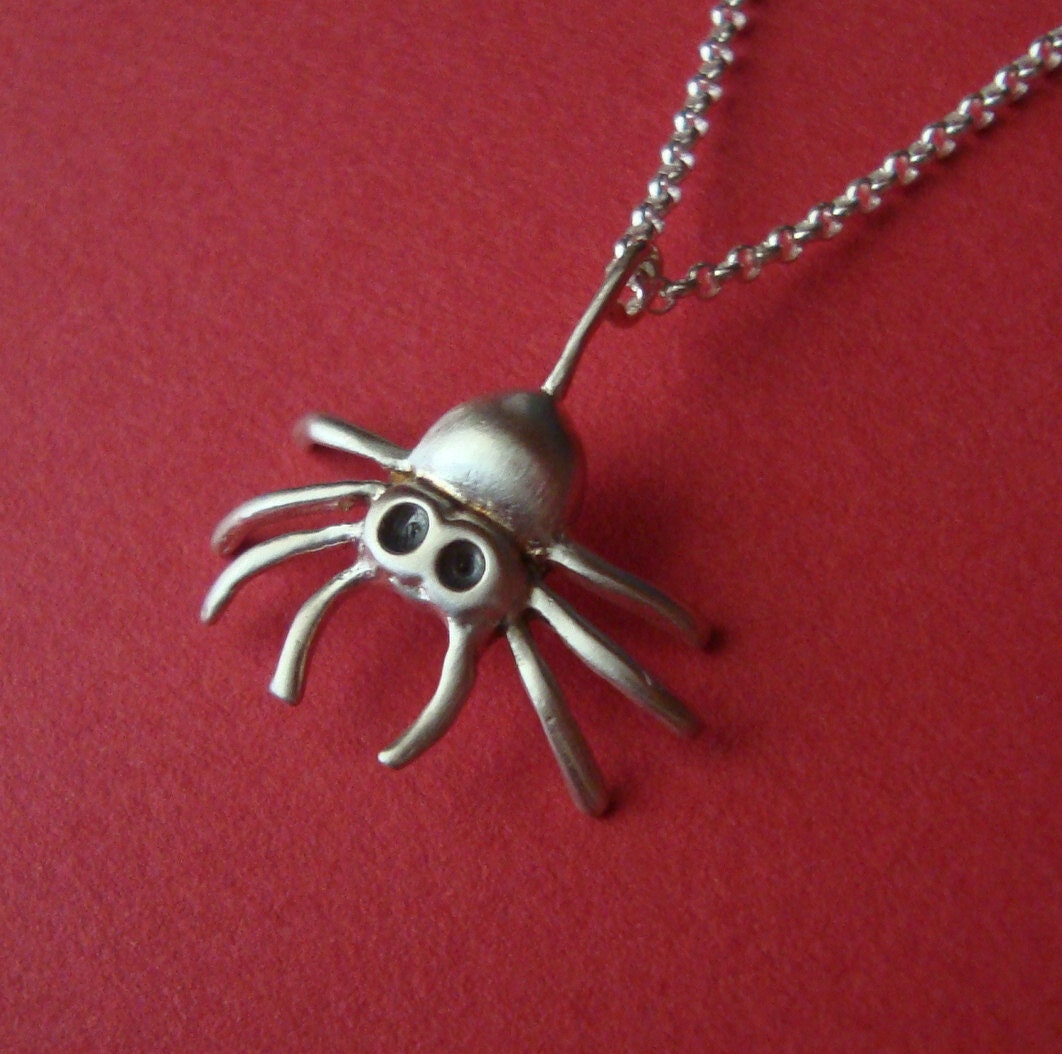 Spider Necklace  Jewelry goth sterling silver Holidays Gift Teen Kid Girl Women Cute Creepy mom for her spring