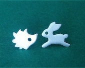 Sterling Silver Stud Earrings Hedgehog Bunny  Child Sterling Silver Teens Woodland Girl jewelry women bf mom  for her spring