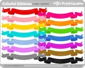 Colorful Ribbons - BUY 2 GET 2 FREE - Personal and Commercial Use Clip Art - birthday, graphics, scrapbooking, card making, party