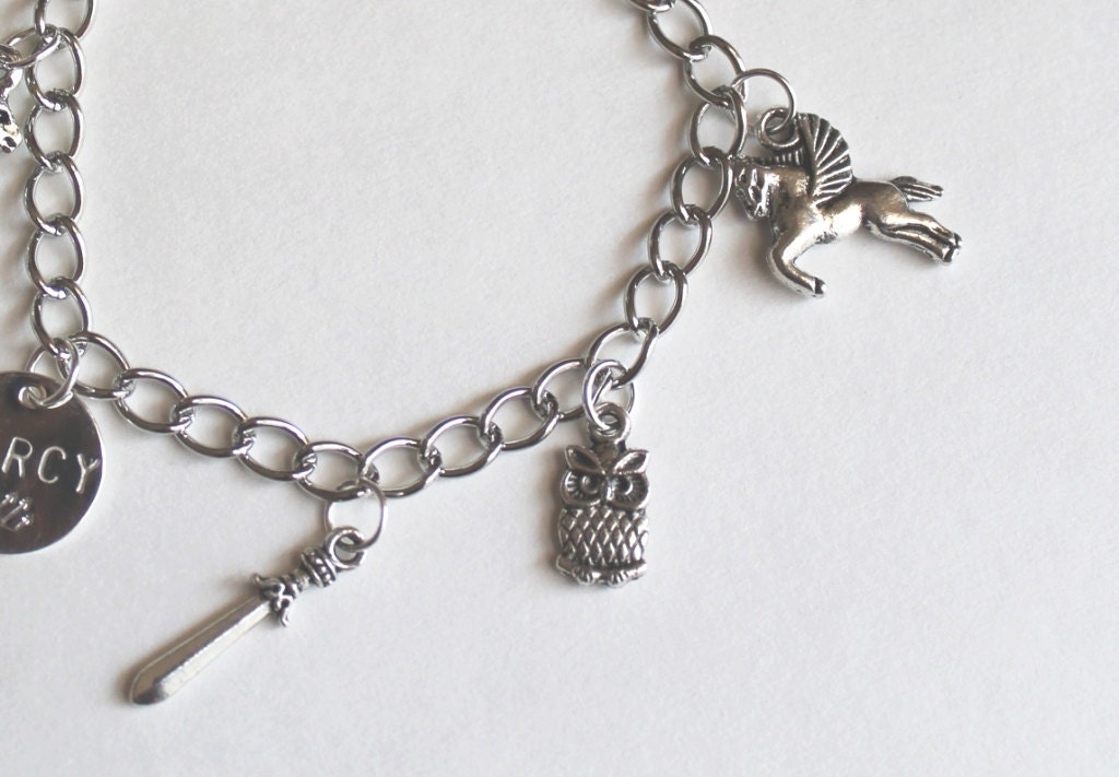 Percy Jackson inspired charm bracelet for demigods and fans of Percy Annabeth Grover