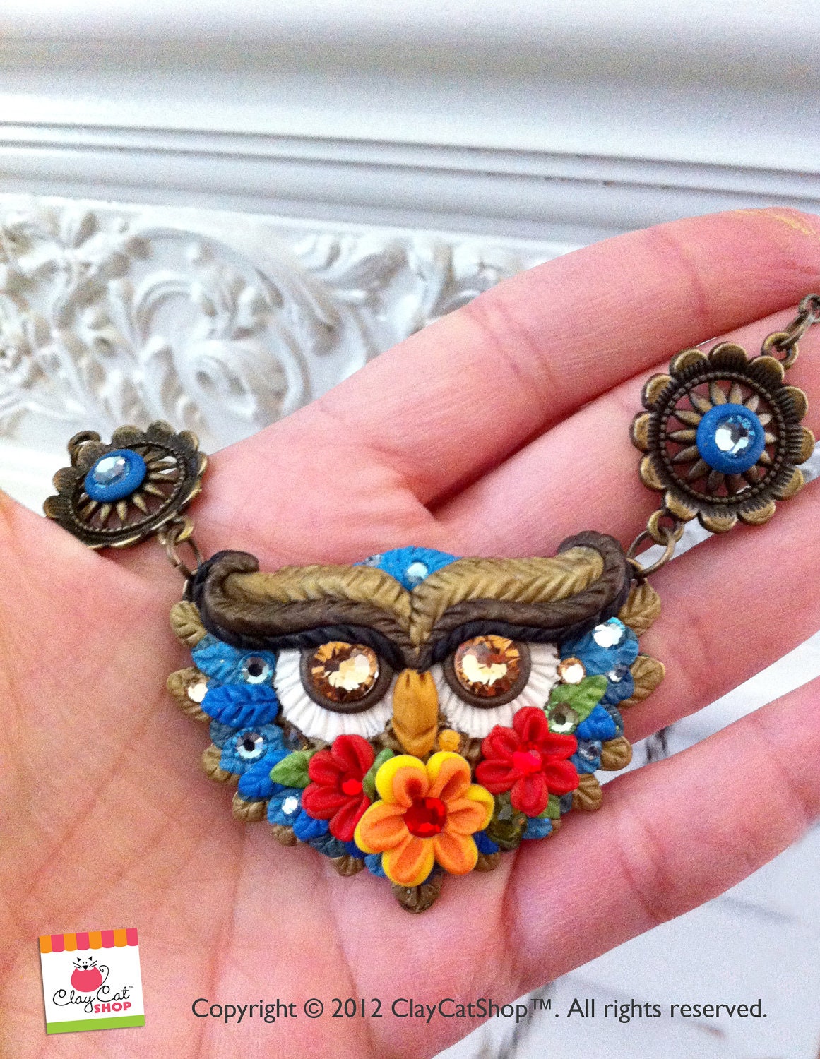 Owl necklace - Polymer Clay Owls by ClayCatShop
