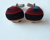 Tribal Red Black Khaki Cuff Links
