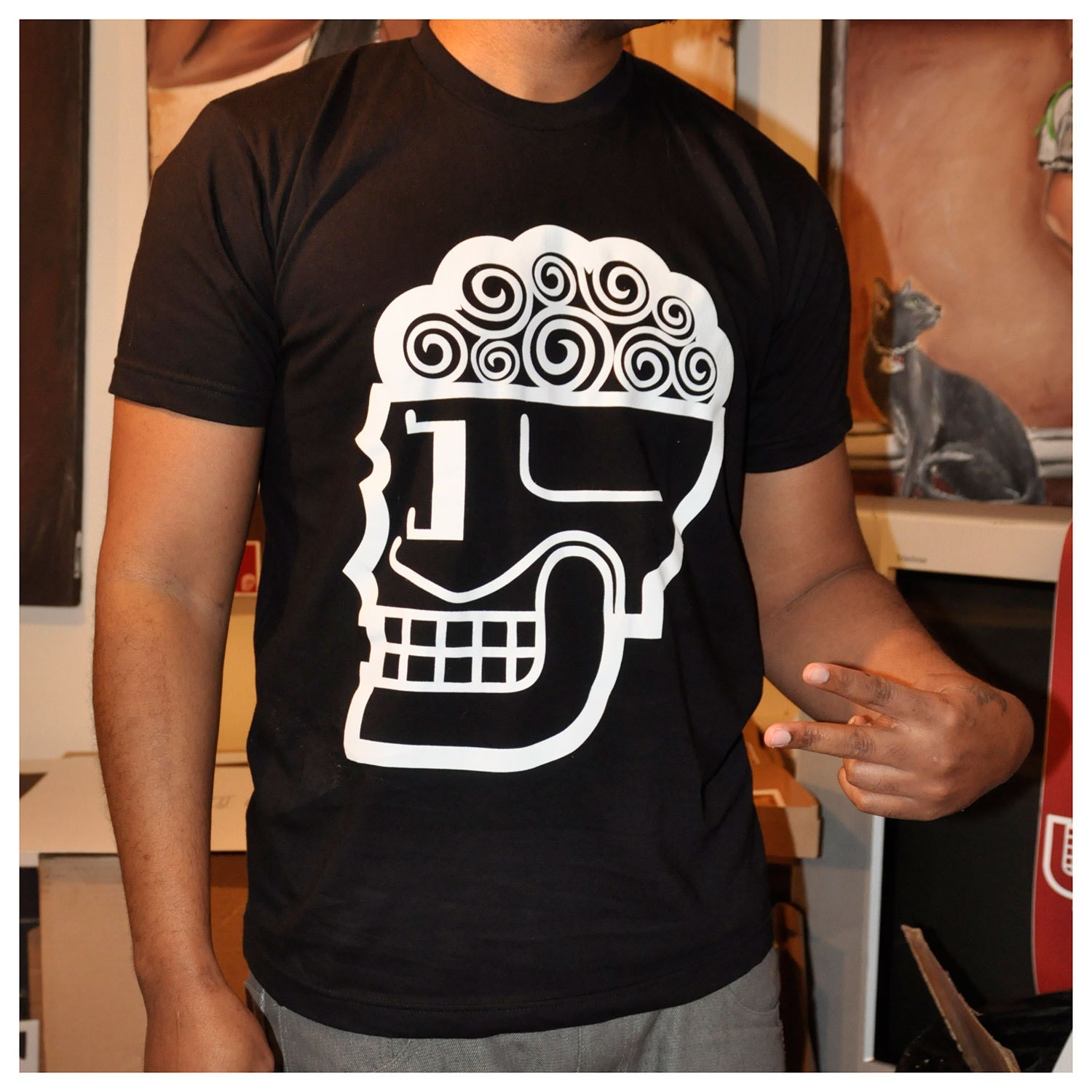 JEREMY WORST Skull Brains Logo T shirt v neck tank top american apparel anvil