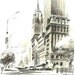 Empire State Building New York Charcoal Print