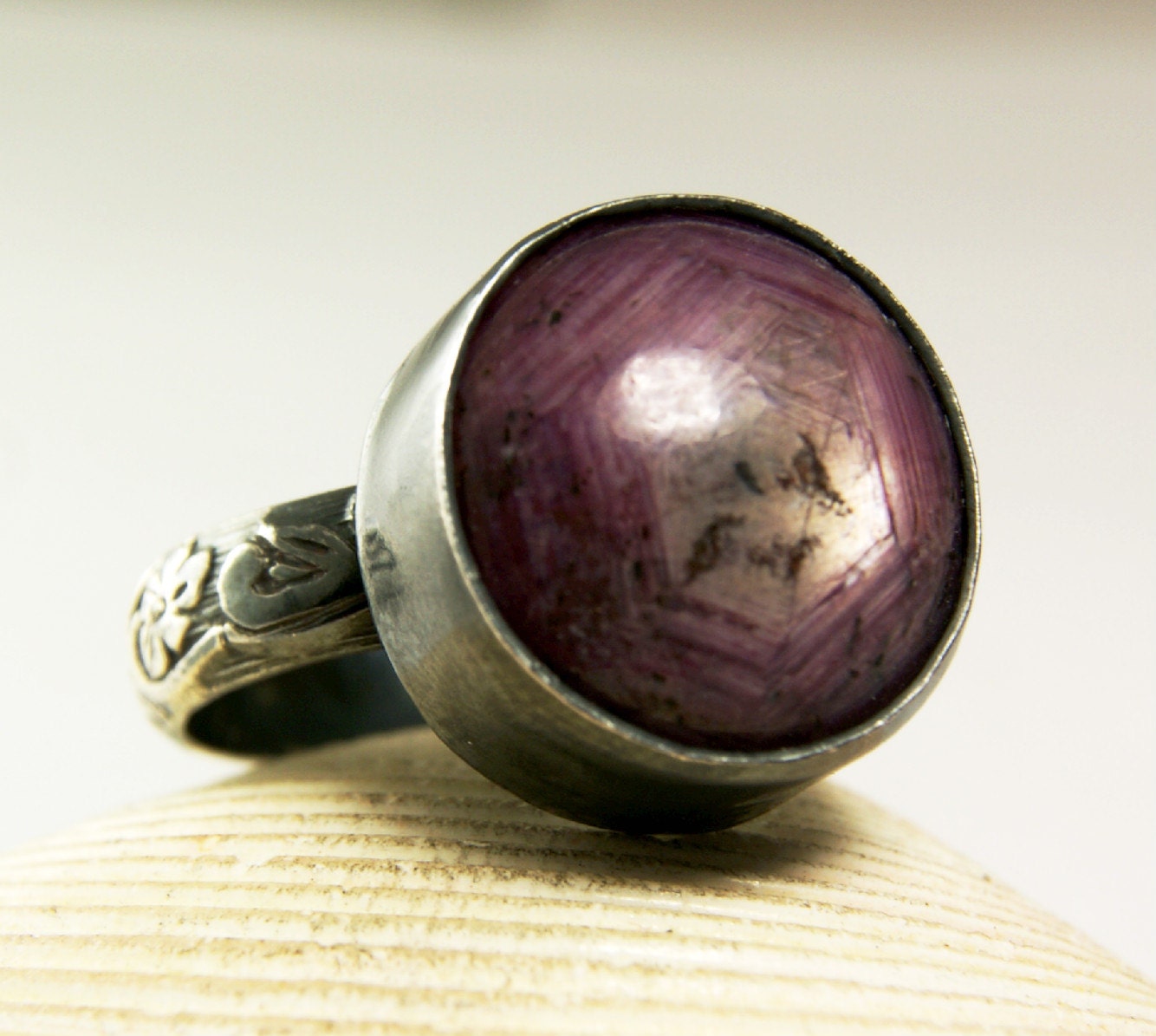 Star Ruby, Sterling Silver, Purple Stone, Natural Gemstone, Custom Jewelry, size 7