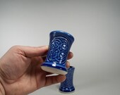 Pair of Celtic Shot Glasses - Functional Stoneware by Chischilly Pottery in Royal Blue Glaze