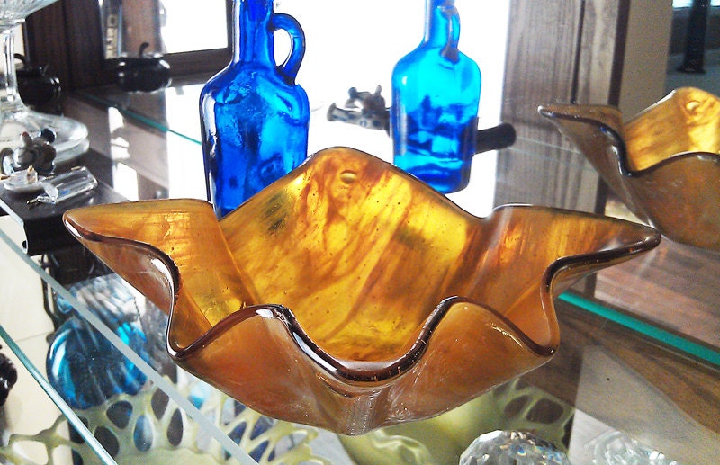 Honey Amber Bowl - Medium Handmade Fused Glass Reserved