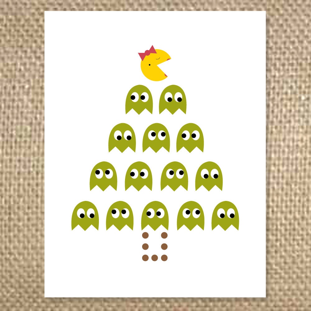 Ms. Pacman Christmas Tree Card - uluckygirl
