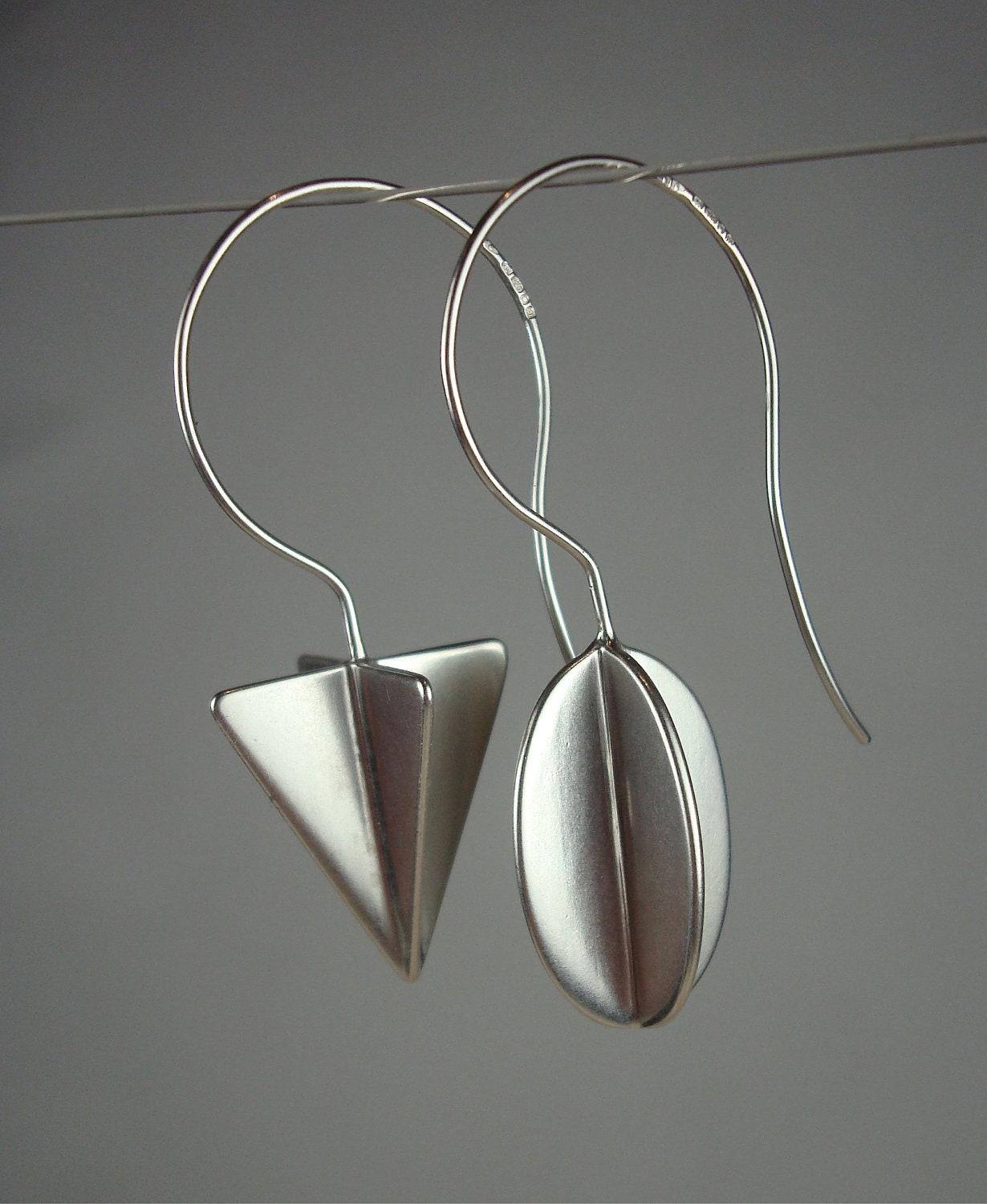 Contemporary Sterling Silver Drop Earrings