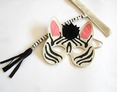 Children Zebra Carnival Costume Mask and Tail Set for Kids, Eco Friendly,  Pretend Play Dress up Toy for Girls Boys,Toddlers