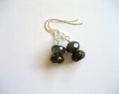 Black Gemstone Earrings - Natural Gemstone Labradorite Drop Dangle Earrings
