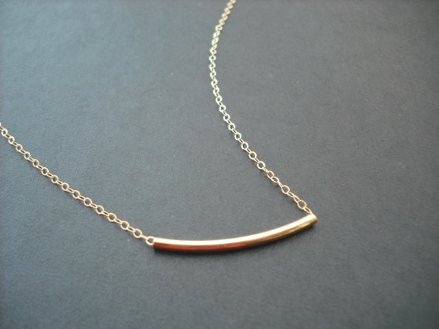 14K gold filled - curved gold tube necklace
