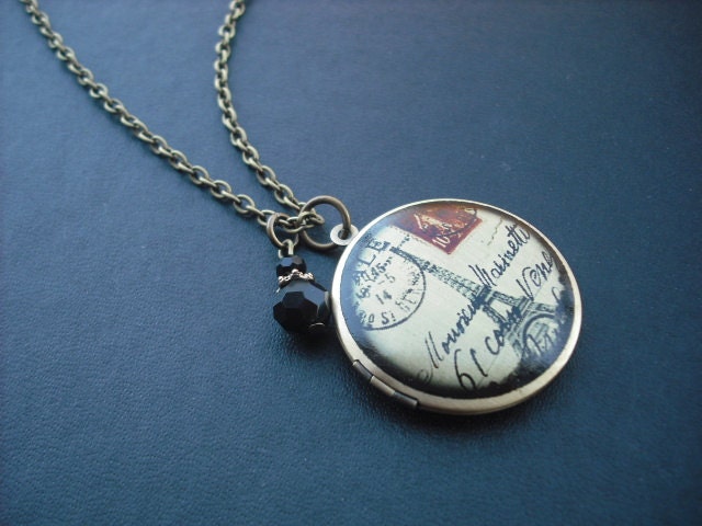 Eiffel Tower altered photo locket necklace version 2